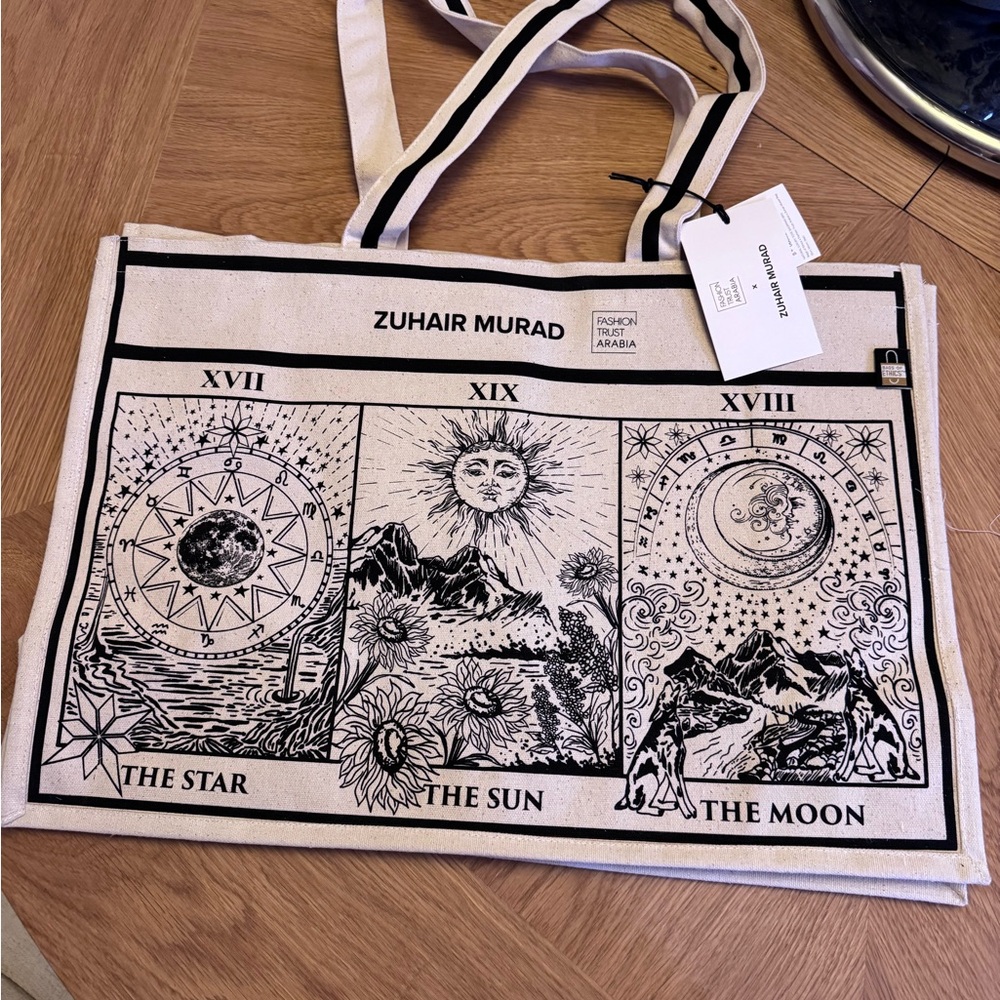 Zuhair Murad Black and White Canvas Tote